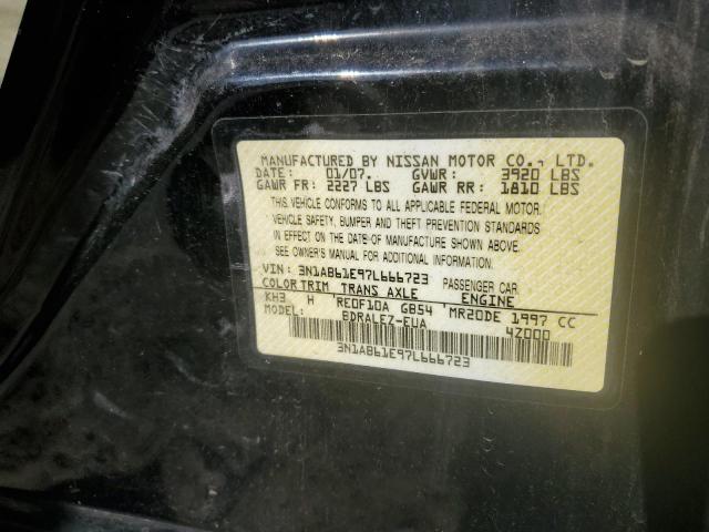 3N1AB61E97L666723 - 2007 NISSAN SENTRA 2.0 BLACK photo 12