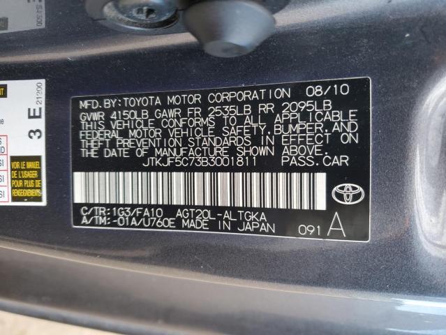 JTKJF5C73B3001811 - 2011 TOYOTA SCION TC ნაცრისფერი ფოტო 12