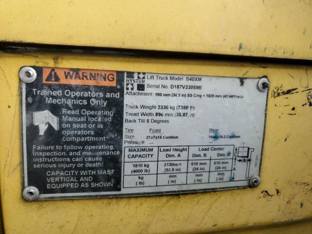 D187V33059B - 2004 HYST FORKLIFT YELLOW photo 10