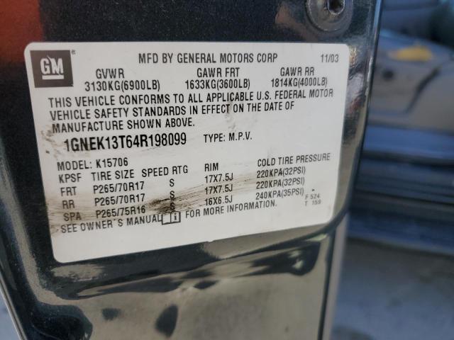 1GNEK13T64R198099 - 2004 CHEVROLET TAHOE K1500 GRAY photo 12