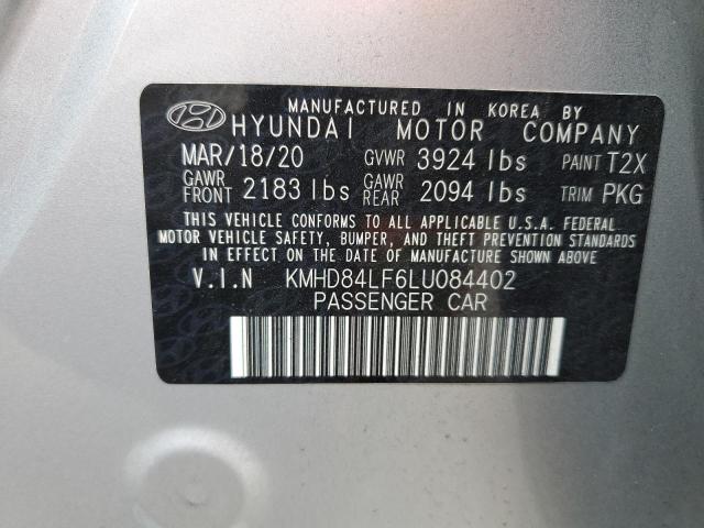 KMHD84LF6LU084402 - 2020 HYUNDAI ELANTRA SEL SILVER photo 13