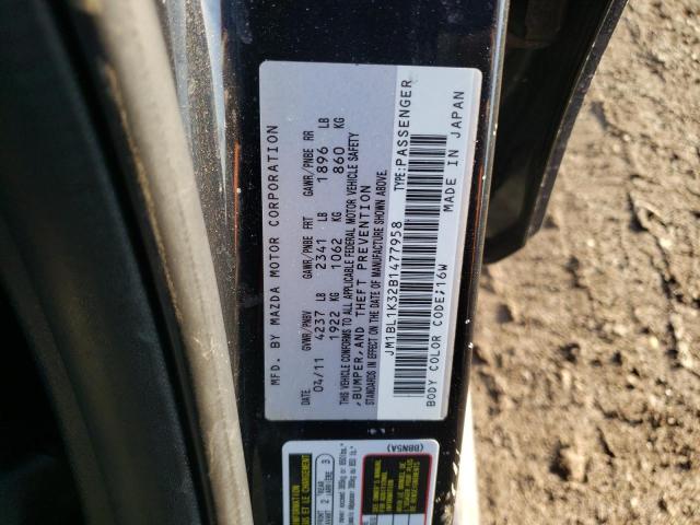 JM1BL1K32B1477958 - 2011 MAZDA SPEED 3 BLACK photo 12