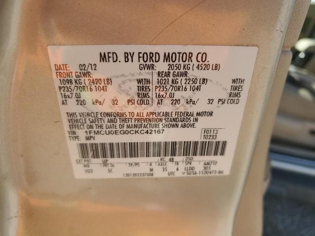 1FMCU0EG0CKC42167 - 2012 FORD ESCAPE LIMITED GOLD photo 13