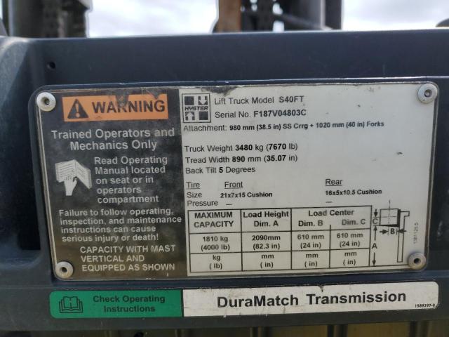 F187V04803C - 2005 HYST FORKLIFT YELLOW photo 10