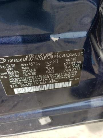 5NMS53AD6LH283862 - 2020 HYUNDAI SANTA FE LIMITED BLUE photo 14