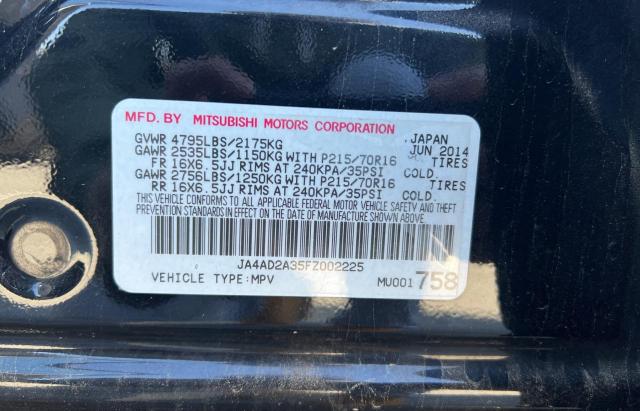 JA4AD2A35FZ002225 - 2015 MITSUBISHI OUTLANDER ES BLACK photo 10