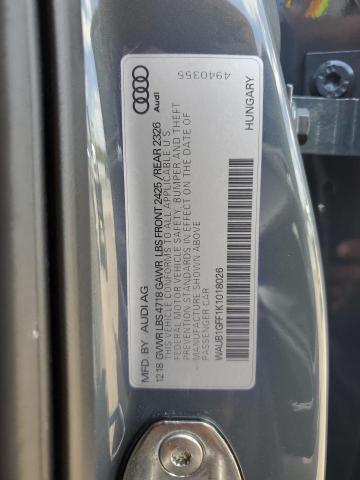 WAUB1GFF1K1018026 - 2019 AUDI S3 PREMIUM PLUS GRAY photo 12