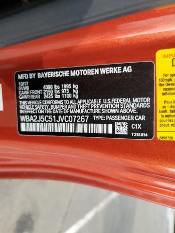 WBA2J5C51JVC07267 - 2018 BMW M240I ORANGE photo 13