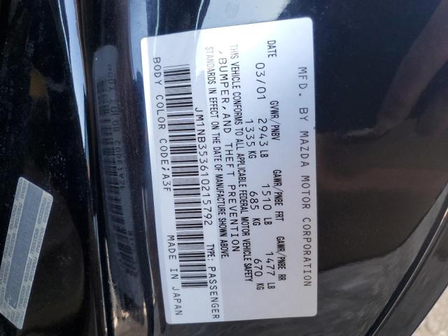 JM1NB353610215792 - 2001 MAZDA MX-5 MIATA BASE BLACK photo 12