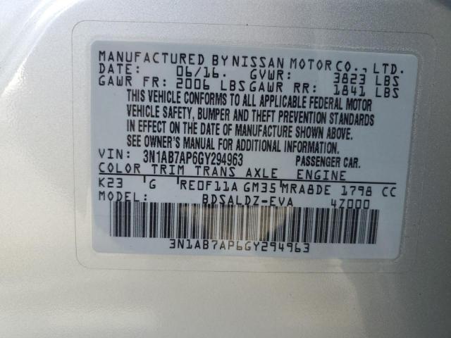 3N1AB7AP6GY294963 - 2016 NISSAN SENTRA S SILVER photo 13