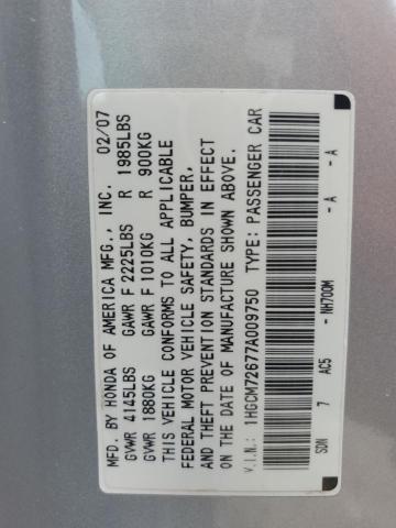 1HGCM72677A009750 - 2007 HONDA ACCORD EX SILVER photo 12