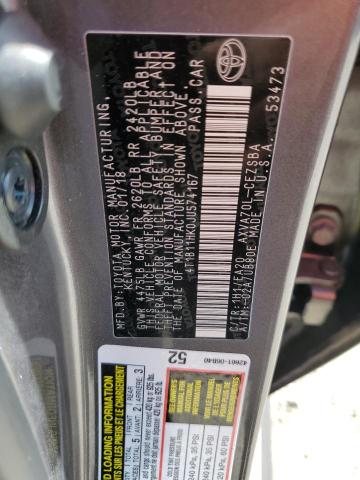 4T1B11HK0JU574167 - 2018 TOYOTA CAMRY L GRAY photo 12