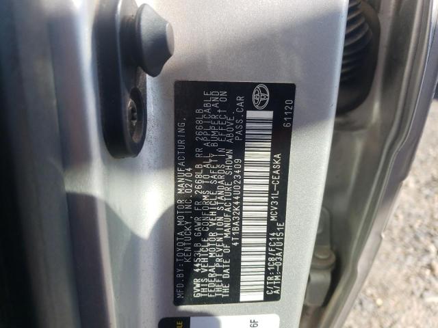 4T1BA32K44U023409 - 2004 TOYOTA CAMRY SE SILVER photo 12