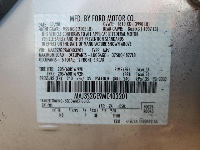 MAJ3S2GE9MC403201 - 2021 FORD ECOSPORT SE SILVER photo 14