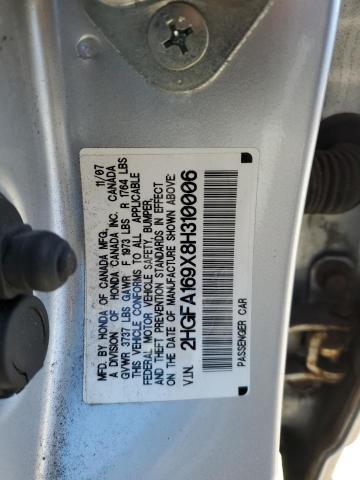 2HGFA169X8H310006 - 2008 HONDA CIVIC EXL ვერცხლისფერი ფოტო 13