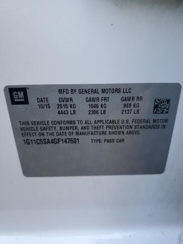 1G11C5SA4GF147601 - 2016 CHEVROLET MALIBU LIM LT 白色 照片 12