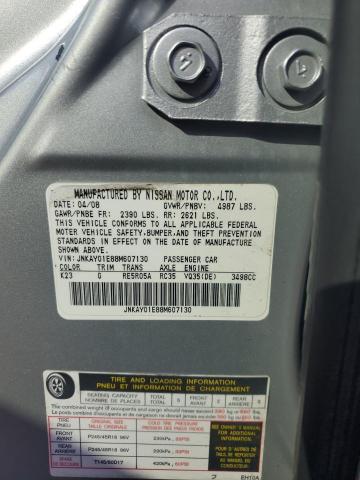 JNKAY01E88M607130 - 2008 INFINITI M35 BASE SILVER photo 12