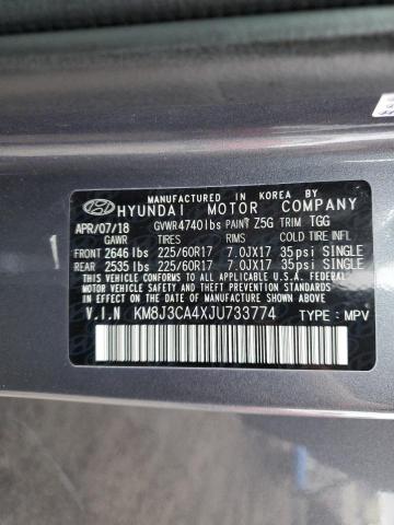 KM8J3CA4XJU733774 - 2018 HYUNDAI TUCSON SEL GRAY photo 12