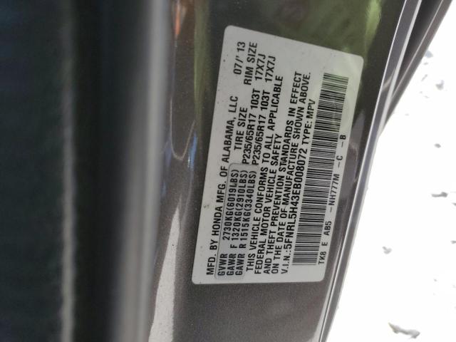 5FNRL5H43EB008072 - 2014 HONDA ODYSSEY EX GRAY photo 13