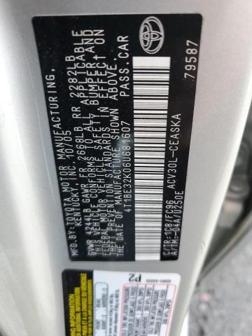 4T1BE32K06U681607 - 2006 TOYOTA CAMRY LE SILVER photo 12