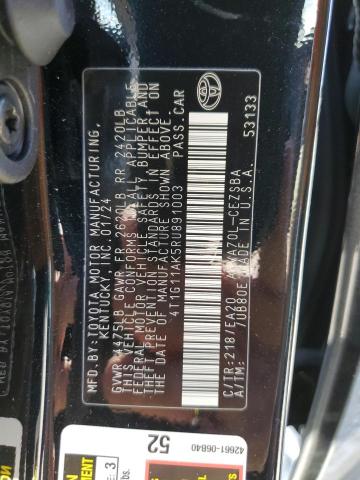 4T1G11AK5RU891003 - 2024 TOYOTA CAMRY SE NIGHT SHADE BLACK photo 12