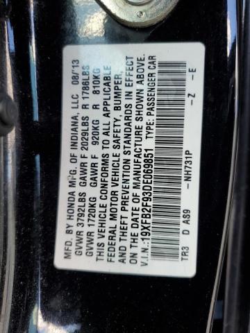 19XFB2F93DE069851 - 2013 HONDA CIVIC EXL BLACK photo 12