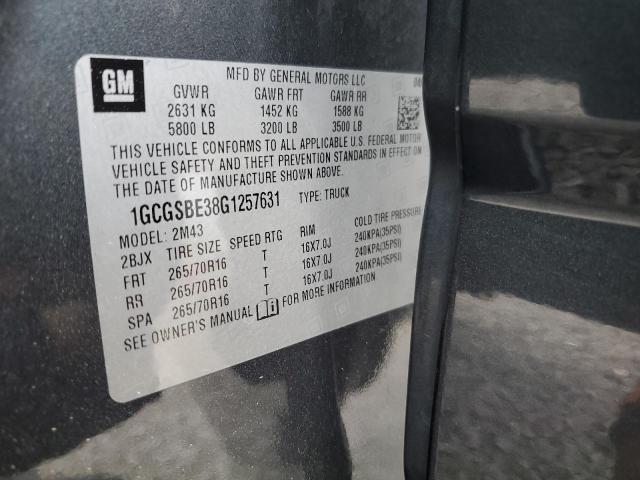 1GCGSBE38G1257631 - 2016 CHEVROLET COLORADO CHARCOAL photo 12