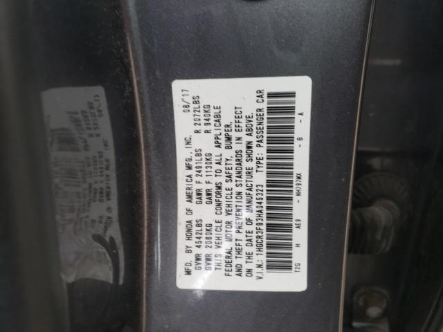 1HGCR3F93HA045323 - 2017 HONDA ACCORD TOURING GRAY photo 13