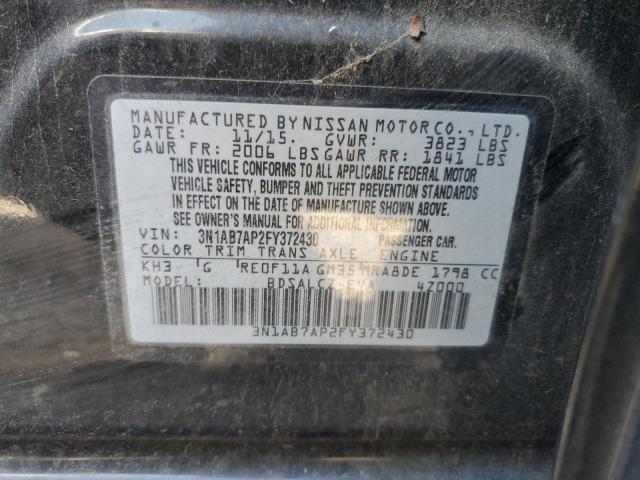 3N1AB7AP2FY372430 - 2015 NISSAN SENTRA S BLACK photo 13