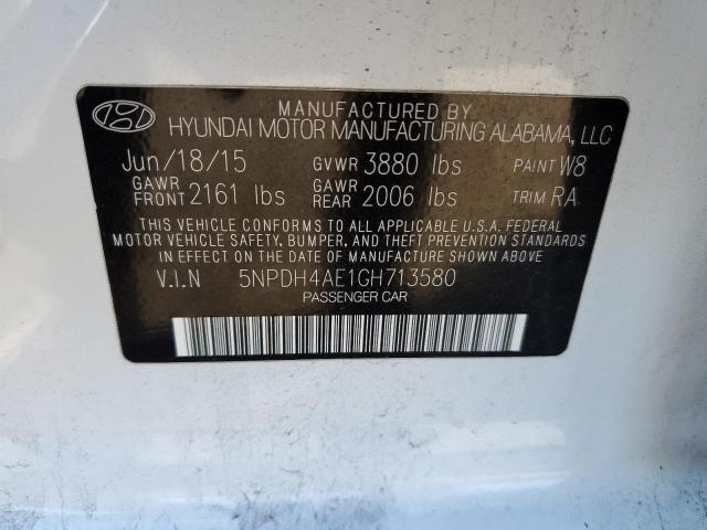 5NPDH4AE1GH713580 - 2016 HYUNDAI ELANTRA SE WHITE photo 12