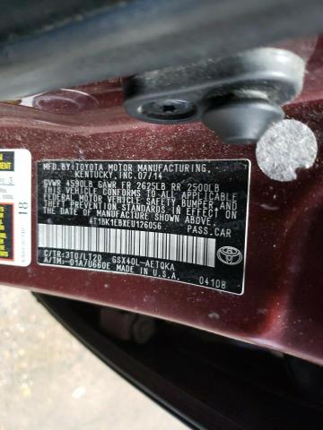 4T1BK1EBXEU126056 - 2014 TOYOTA AVALON BASE 栗色 照片 12