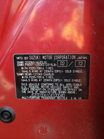 JS3TE0D61C4100040 - 2012 SUZUKI GRAND VITA PREMIUM RED photo 13