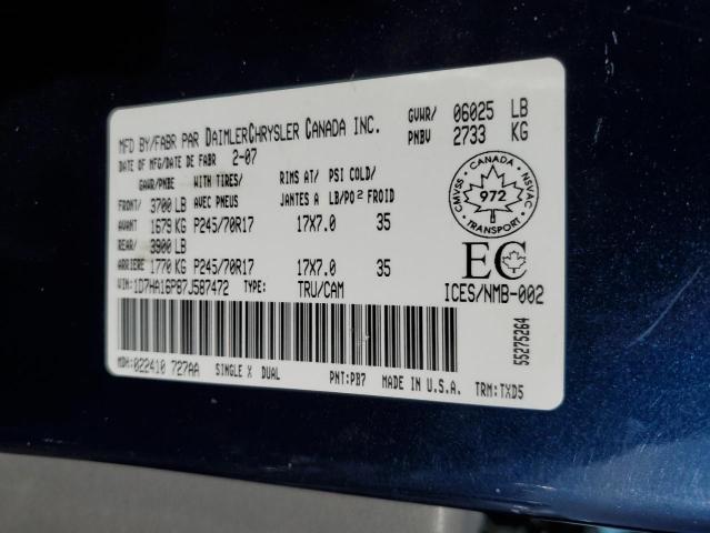 1D7HA16P87J587472 - 2007 DODGE RAM 1500 ST BLUE photo 12