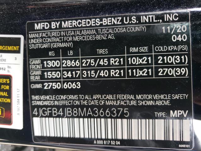 4JGFB4JB8MA366375 - 2021 MERCEDES-BENZ GLE 350 BLACK photo 14