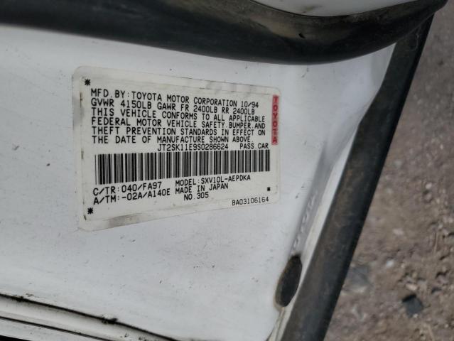 JT2SK11E9S0286624 - 1995 TOYOTA CAMRY DX WHITE photo 12