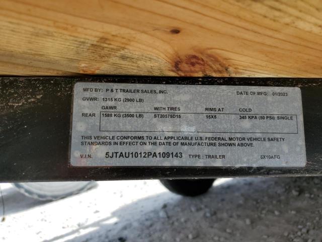 5JTAU1012PA109143 - 2023 UTILITY TRAILER BLACK photo 10