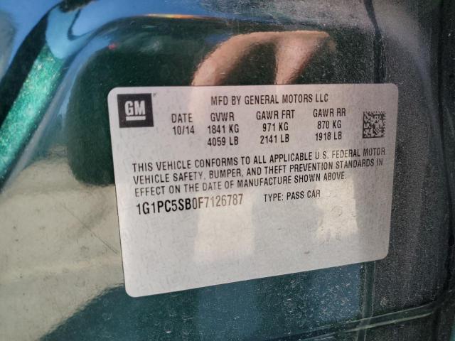 1G1PC5SB0F7126787 - 2015 CHEVROLET CRUZE LT GREEN photo 12