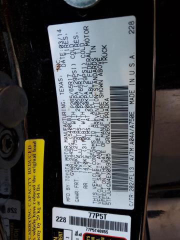 5TFJU4GN4EX059505 - 2014 TOYOTA TACOMA DOUBLE CAB PRERUNNER BLACK photo 12