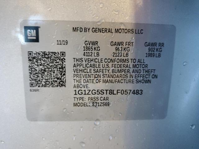 1G1ZG5ST8LF057483 - 2020 CHEVROLET MALIBU RS 银色 照片 12