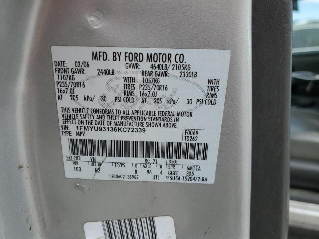 1FMYU93136KC72339 - 2006 FORD ESCAPE XLT SILVER photo 13