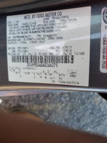 3FAHP0JA0AR266275 - 2010 FORD FUSION SEL GRAY photo 12