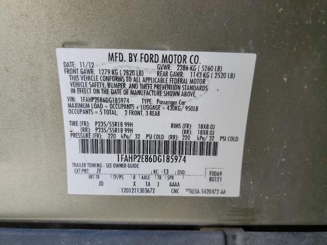 1FAHP2E86DG185974 - 2013 FORD TAURUS SEL GREEN photo 13