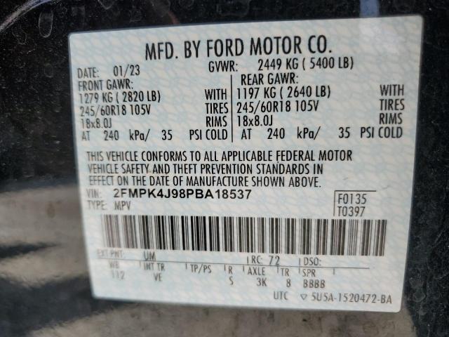 2FMPK4J98PBA18537 - 2023 FORD EDGE SEL BLACK photo 14