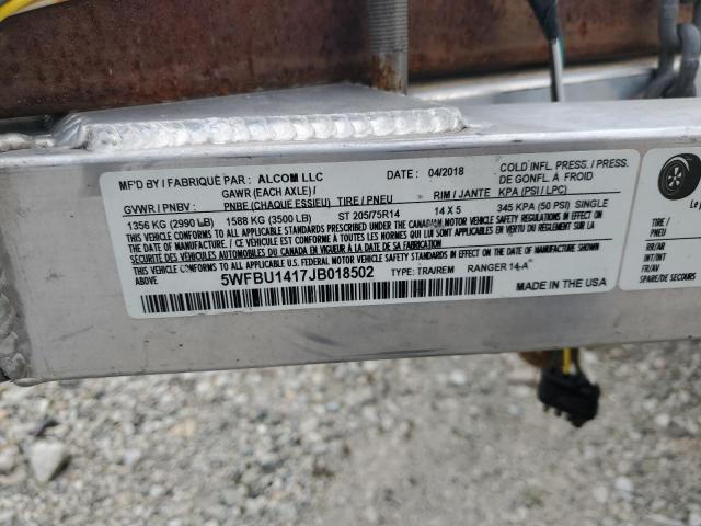 5WFBU1417JB018502 - 2018 UTILITY TRAILER Silber Foto 10