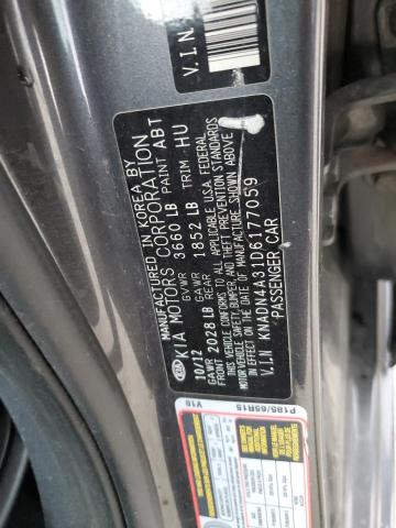 KNADN4A31D6177059 - 2013 KIA RIO EX GRAY photo 12