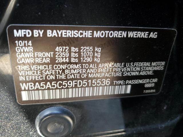 WBA5A5C59FD515536 - 2015 BMW 528 I BLACK photo 12