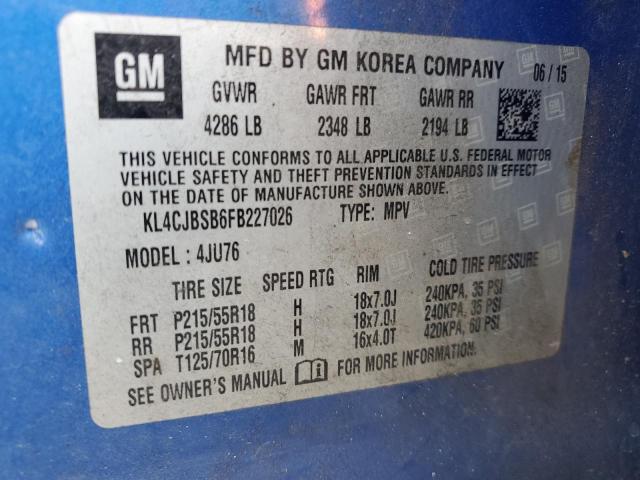 KL4CJBSB6FB227026 - 2015 BUICK ENCORE CONVENIENCE 蓝色 照片 14