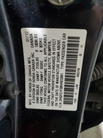 2HGFC1F38HH653841 - 2017 HONDA CIVIC EX BLUE photo 12