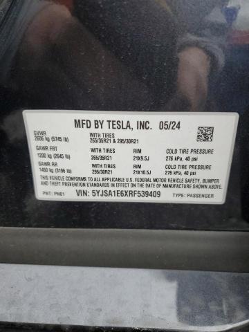 5YJSA1E6XRF539409 - 2024 TESLA MODEL S CHARCOAL photo 13