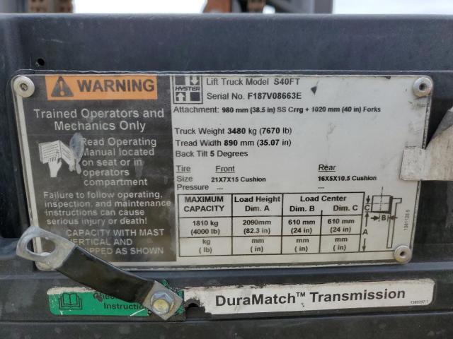 F187V08663E - 2007 HYST FORKLIFT YELLOW photo 10